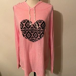 Sheer pink heart sweatshirt